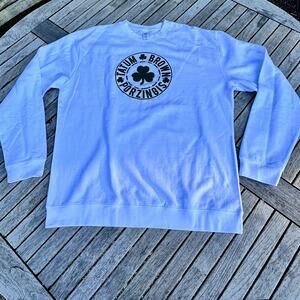 Boston Celtics NBA White Pull Over Sweatshirt White Green Shamrock Size XL